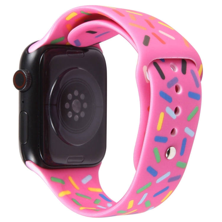 Rainbow Raindrops Silicone Watch Band For Apple Watch SE 44mm(Rose Red) - Watch Bands by PMC TechLife | Online Shopping South Africa | PMC TechLife