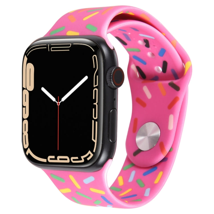 Rainbow Raindrops Silicone Watch Band For Apple Watch 6 40mm(Rose Red) - Watch Bands by PMC TechLife | Online Shopping South Africa | PMC TechLife