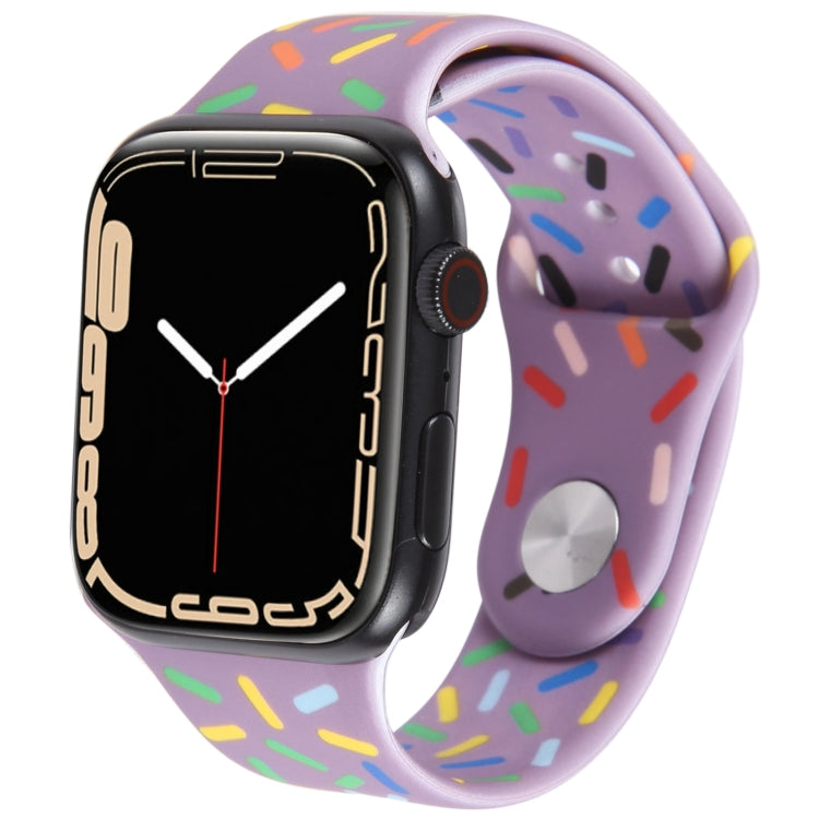 Rainbow Raindrops Silicone Watch Band For Apple Watch 5 44mm(Light Purple) - Watch Bands by PMC Jewellery | Online Shopping South Africa | PMC Jewellery