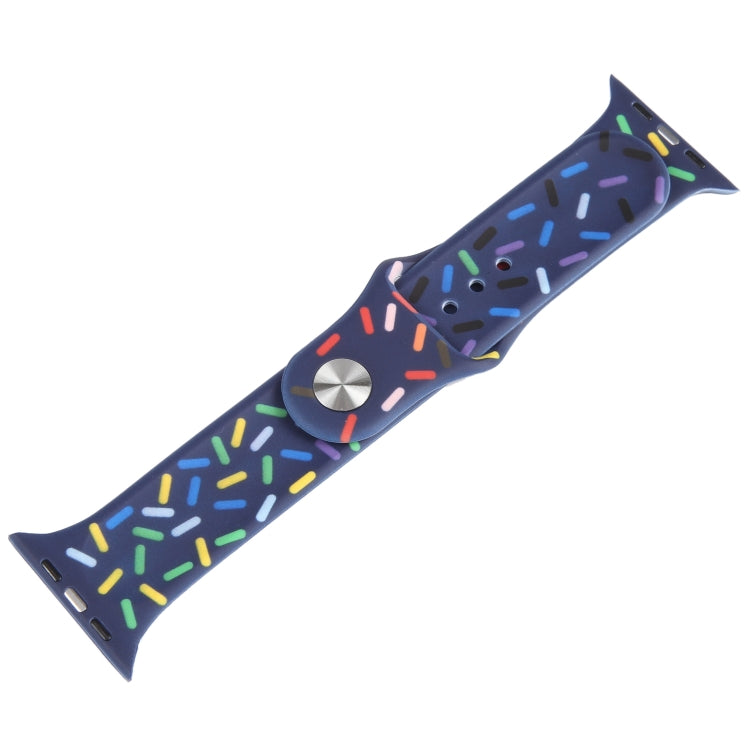 Rainbow Raindrops Silicone Watch Band For Apple Watch 5 44mm(Midnight) - Watch Bands by PMC TechLife | Online Shopping South Africa | PMC TechLife