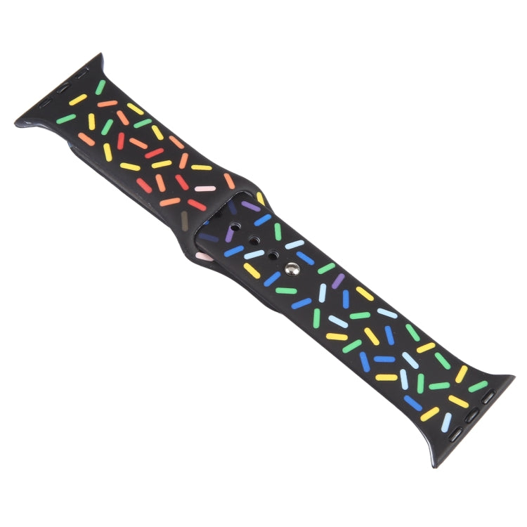 Rainbow Raindrops Silicone Watch Band For Apple Watch 4 40mm(Black) - Watch Bands by PMC TechLife | Online Shopping South Africa | PMC TechLife