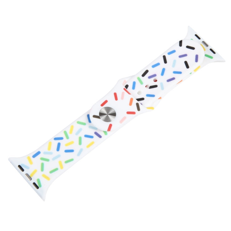Rainbow Raindrops Silicone Watch Band For Apple Watch 4 44mm(White) - Watch Bands by PMC TechLife | Online Shopping South Africa | PMC TechLife