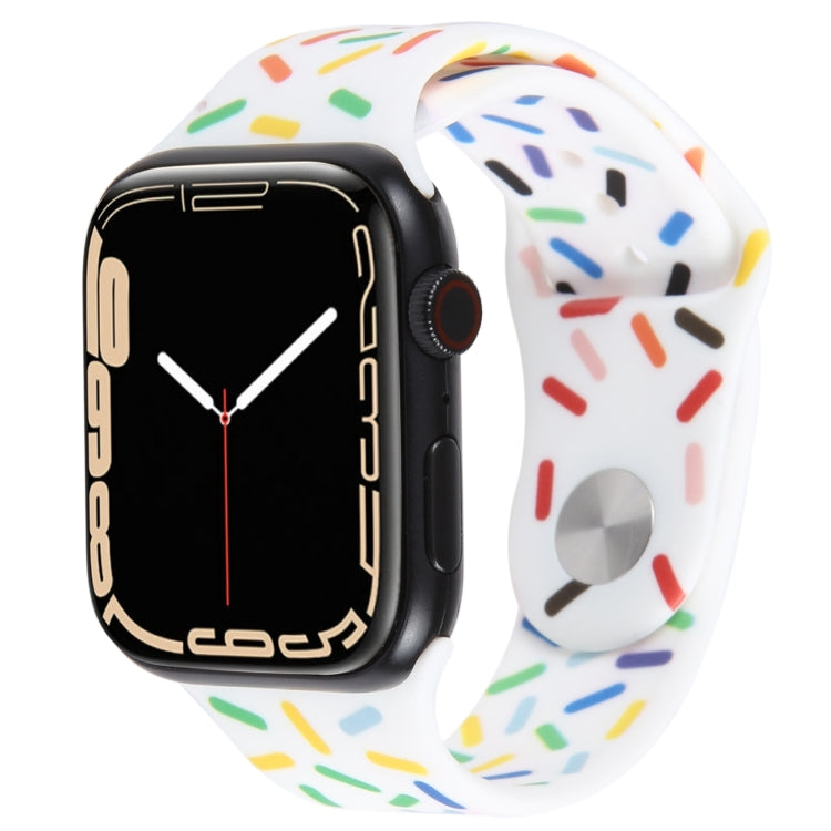Rainbow Raindrops Silicone Watch Band For Apple Watch 3 42mm(White) - Watch Bands by PMC TechLife | Online Shopping South Africa | PMC TechLife