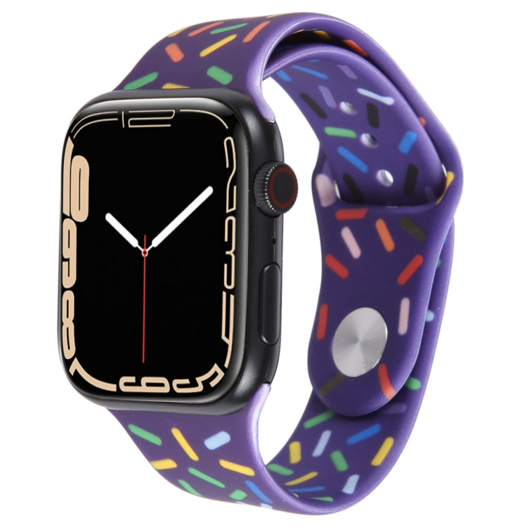 Rainbow Raindrops Silicone Watch Band For Apple Watch 42mm(Dark Purple) - Watch Bands by PMC TechLife | Online Shopping South Africa | PMC TechLife