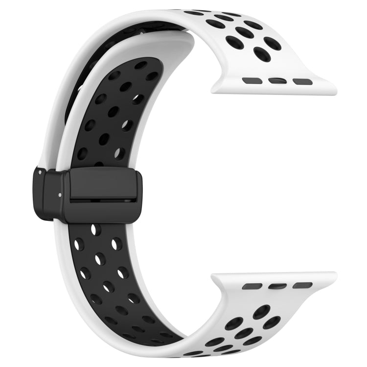 For Apple Watch 8 41mm Magnetic Buckle Silicone Watch Band(White Black) - Watch Bands by PMC TechLife | Online Shopping South Africa | PMC TechLife