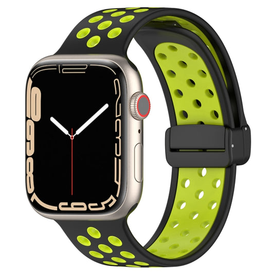 For Apple Watch 4 40mm Magnetic Buckle Silicone Watch Band(Black Limes) - Watch Bands by PMC Jewellery | Online Shopping South Africa | PMC Jewellery