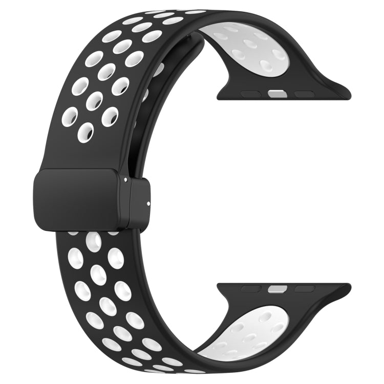 For Apple Watch 3 42mm Magnetic Buckle Silicone Watch Band(Black White) - Watch Bands by PMC Jewellery | Online Shopping South Africa | PMC Jewellery