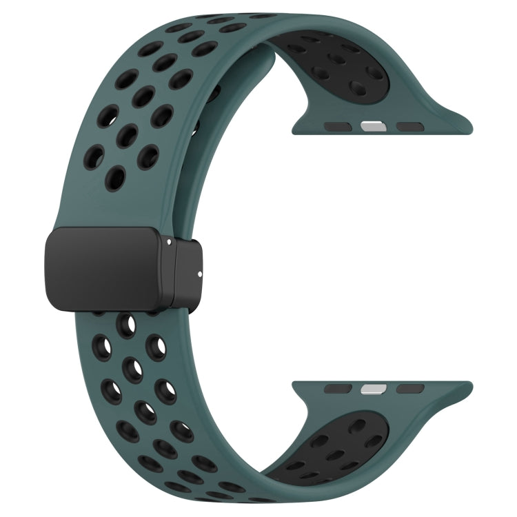 For Apple Watch 2 42mm Magnetic Buckle Silicone Watch Band(Olive Black) - Watch Bands by PMC TechLife | Online Shopping South Africa | PMC TechLife