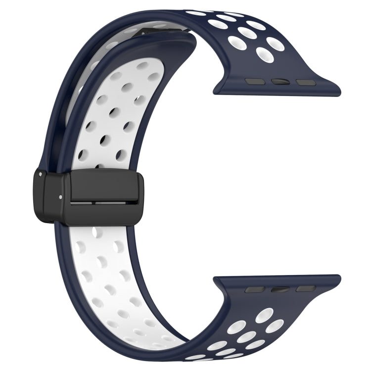 For Apple Watch 2 42mm Magnetic Buckle Silicone Watch Band(Navy White) - Watch Bands by PMC TechLife | Online Shopping South Africa | PMC TechLife