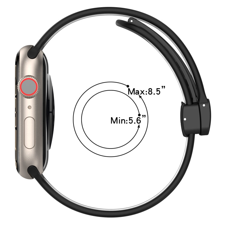 For Apple Watch 3 42mm Magnetic Buckle Silicone Watch Band(Black White) - Watch Bands by PMC Jewellery | Online Shopping South Africa | PMC Jewellery