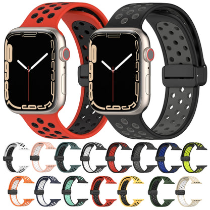 For Apple Watch 3 42mm Magnetic Buckle Silicone Watch Band(Black White) - Watch Bands by PMC Jewellery | Online Shopping South Africa | PMC Jewellery