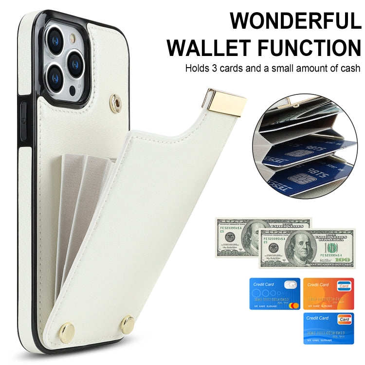 For iPhone 13 Pro Metal Buckle Card Slots Phone Case(White) - free shipping - PMC TechLife - Order now!