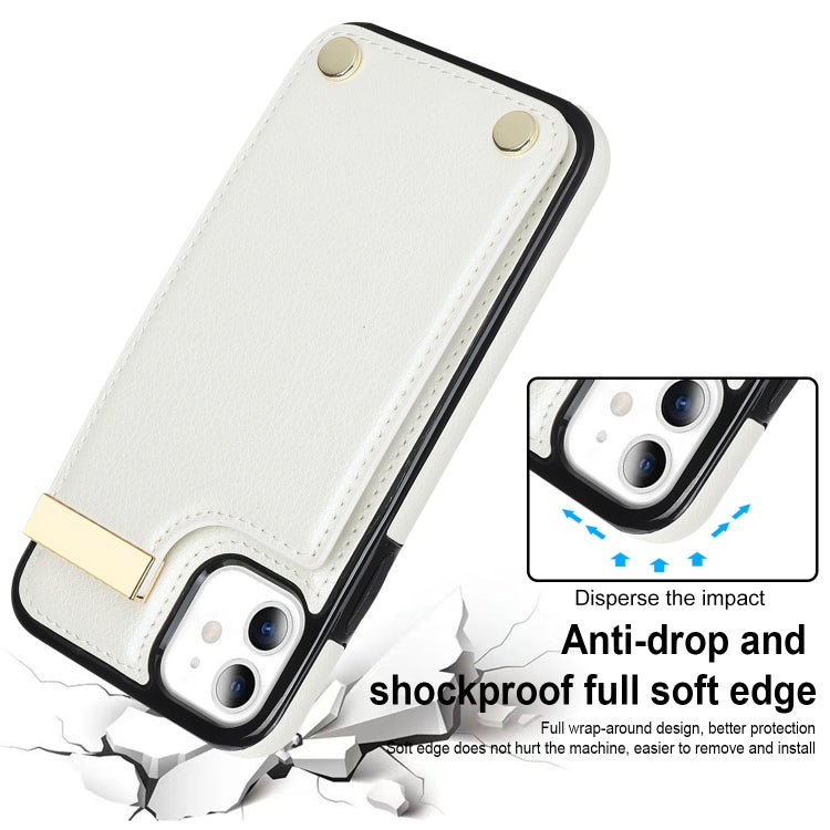 For iPhone 11 Metal Buckle Card Slots Phone Case(White) - free shipping - PMC TechLife - Order now!