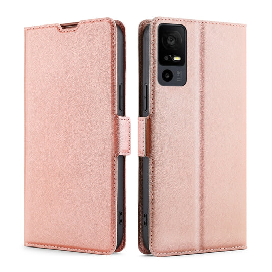 For TCL 40 XE 5G / 40X 5G T601D Ultra-thin Voltage Side Buckle Horizontal Flip Leather Phone Case(Rose Gold) - More Brand by PMC Jewellery | Online Shopping South Africa | PMC Jewellery