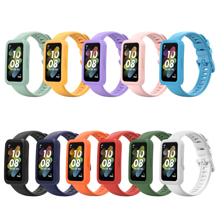 For Huawei Band 8 Silicone Protective Case + Silicone Watch Band Kit(Sky Blue) - Watch Bands by PMC TechLife | Online Shopping South Africa | PMC TechLife