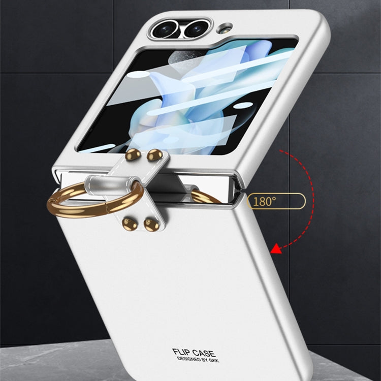 For Samsung Galaxy Z Flip5 GKK Ultra-thin PC Full Coverage Phone Case with Ring Holder / Tempered Film(Black) - Galaxy Z Flip5 Cases by GKK | Online Shopping South Africa | PMC TechLife | Buy Now Pay Later Mobicred