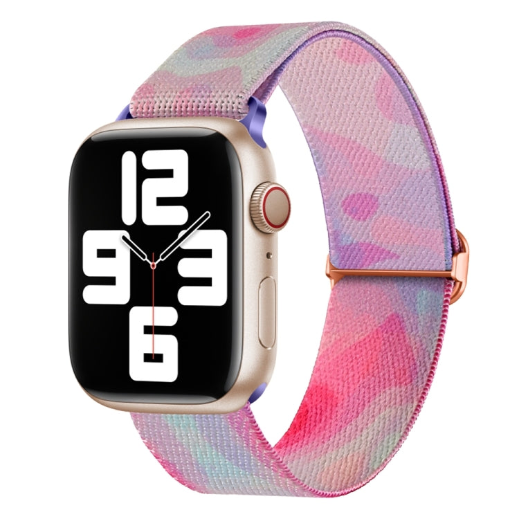 For Apple Watch 7 41mm Painted Pattern Nylon Replacement Watch Band(Ladder Purple Blue) - Watch Bands by PMC TechLife | Online Shopping South Africa | PMC TechLife