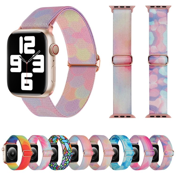 For Apple Watch 7 41mm Painted Pattern Nylon Replacement Watch Band(Geometric Rainbow) - Watch Bands by PMC Jewellery | Online Shopping South Africa | PMC Jewellery