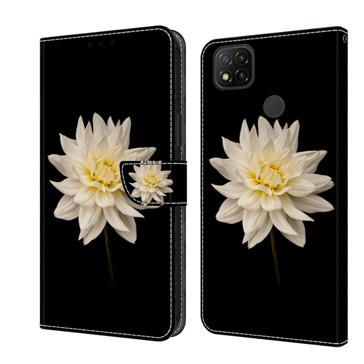 For Xiaomi Redmi 9C Crystal 3D Shockproof Protective Leather Phone Case(White Flower) - Xiaomi Cases by PMC Jewellery | Online Shopping South Africa | PMC Jewellery