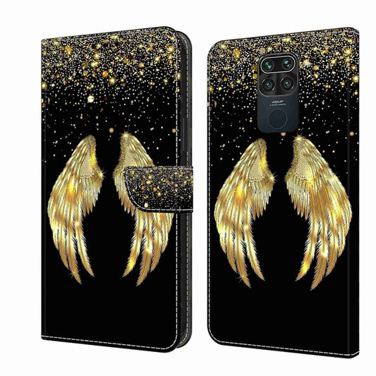 For Xiaomi Redmi Note 9 Crystal 3D Shockproof Protective Leather Phone Case(Golden Wings) - Xiaomi Cases by PMC Jewellery | Online Shopping South Africa | PMC Jewellery