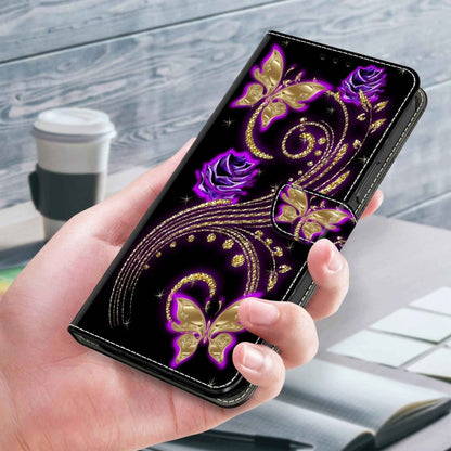 For Xiaomi Redmi Note 9 Crystal 3D Shockproof Protective Leather Phone Case(Purple Flower Butterfly) - Xiaomi Cases by PMC Jewellery | Online Shopping South Africa | PMC Jewellery