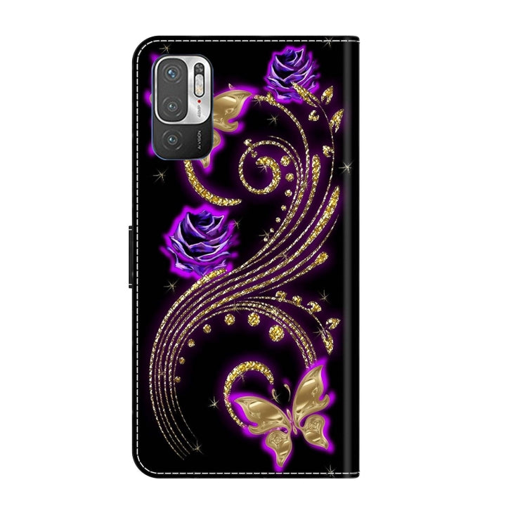 For Xiaomi Redmi Note 10 5G Crystal 3D Shockproof Protective Leather Phone Case(Purple Flower Butterfly) - Xiaomi Cases by PMC Jewellery | Online Shopping South Africa | PMC Jewellery