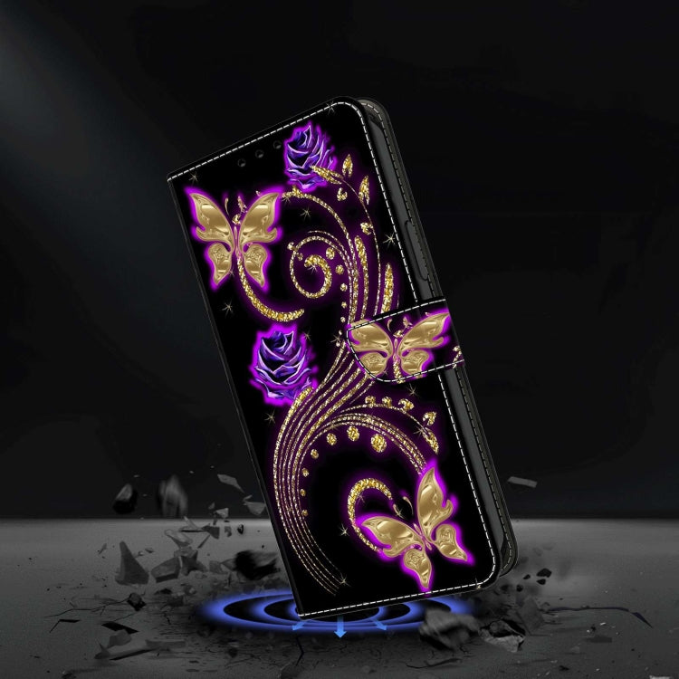 For Xiaomi Redmi Note 11 Global Crystal 3D Shockproof Protective Leather Phone Case(Purple Flower Butterfly) - Xiaomi Cases by PMC Jewellery | Online Shopping South Africa | PMC Jewellery