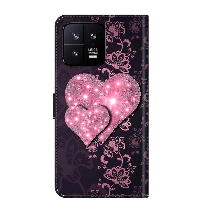 For Xiaomi 13 Crystal 3D Shockproof Protective Leather Phone Case(Lace Love) - 13 Cases by PMC Jewellery | Online Shopping South Africa | PMC Jewellery