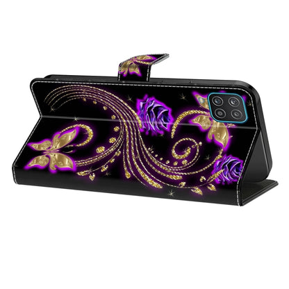 For Xiaomi 13 Crystal 3D Shockproof Protective Leather Phone Case(Purple Flower Butterfly) - 13 Cases by PMC Jewellery | Online Shopping South Africa | PMC Jewellery