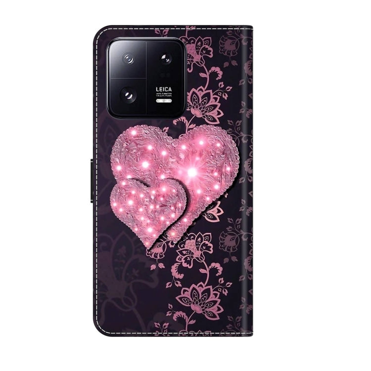 For Xiaomi 13 Pro Crystal 3D Shockproof Protective Leather Phone Case(Lace Love) - 13 Pro Cases by PMC Jewellery | Online Shopping South Africa | PMC Jewellery