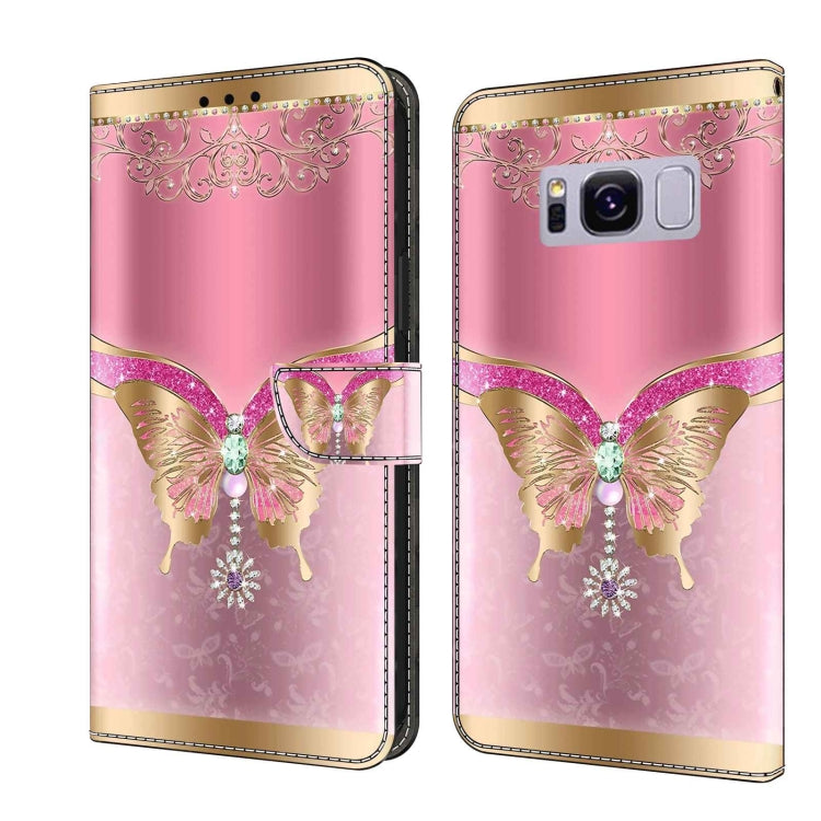 For Samsung Galaxy S8+ Crystal 3D Shockproof Protective Leather Phone Case(Pink Bottom Butterfly) - free shipping - PMC TechLife - Order now!