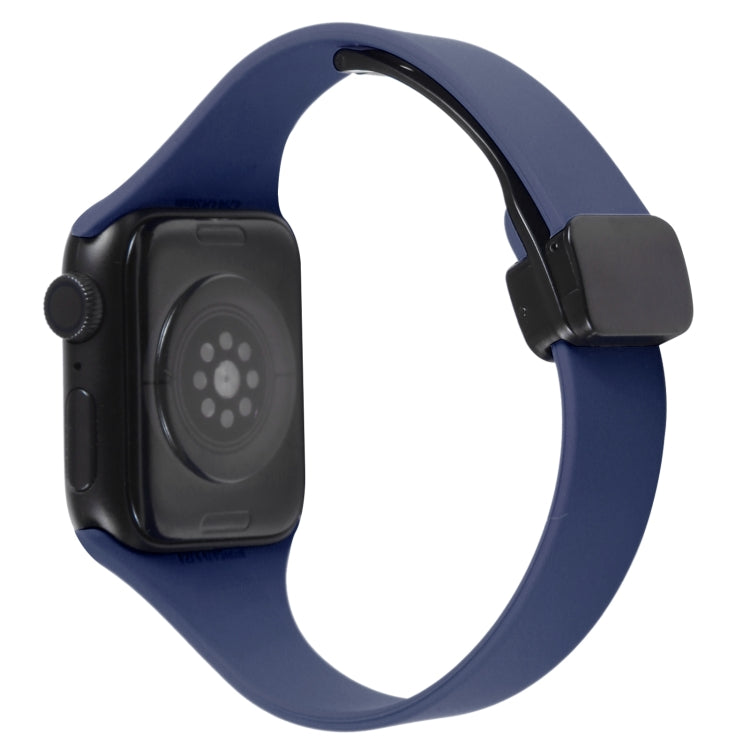 For Apple Watch Ultra 49mm Magnetic Buckle Slim Silicone Watch Band(Midnight Blue) - Watch Bands by PMC Jewellery | Online Shopping South Africa | PMC Jewellery