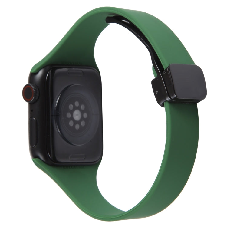 For Apple Watch Ultra 49mm Magnetic Buckle Slim Silicone Watch Band(Alfalfa Grass) - Watch Bands by PMC Jewellery | Online Shopping South Africa | PMC Jewellery