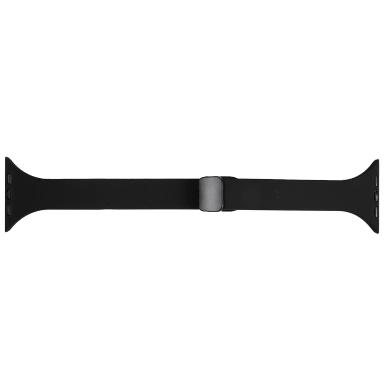 For Apple Watch 8 45mm  Magnetic Buckle Slim Silicone Watch Band(Black) - Watch Bands by PMC Jewellery | Online Shopping South Africa | PMC Jewellery