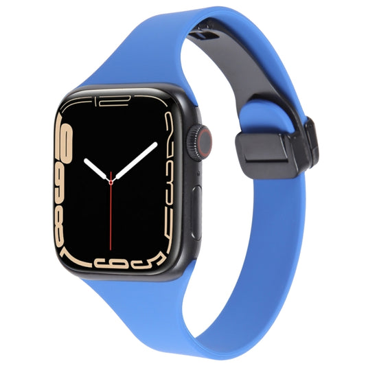 For Apple Watch 8 45mm  Magnetic Buckle Slim Silicone Watch Band(Royal Blue) - Watch Bands by PMC Jewellery | Online Shopping South Africa | PMC Jewellery