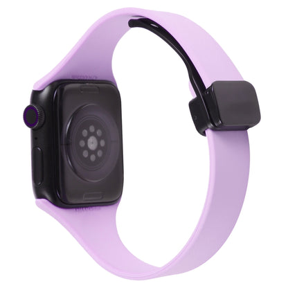 For Apple Watch 8 45mm  Magnetic Buckle Slim Silicone Watch Band(Lavender) - Watch Bands by PMC Jewellery | Online Shopping South Africa | PMC Jewellery