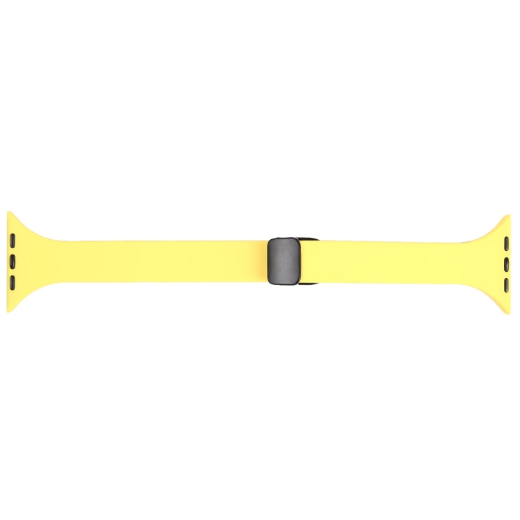 For Apple Watch SE 2022 40mm Magnetic Buckle Slim Silicone Watch Band(Light Yellow) - Watch Bands by PMC Jewellery | Online Shopping South Africa | PMC Jewellery