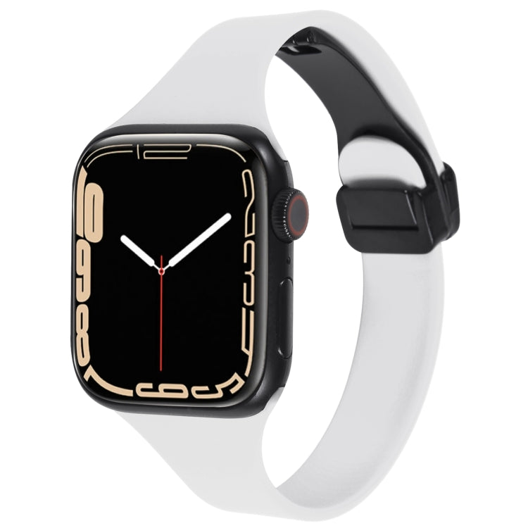 For Apple Watch SE 2022 40mm Magnetic Buckle Slim Silicone Watch Band(White) - Watch Bands by PMC Jewellery | Online Shopping South Africa | PMC Jewellery