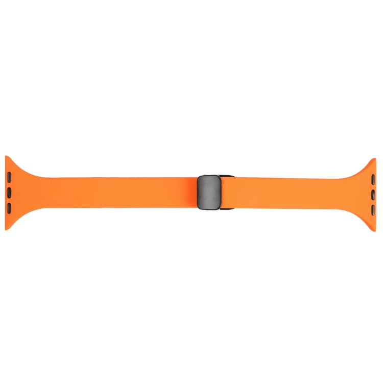 For Apple Watch SE 2022 44mm Magnetic Buckle Slim Silicone Watch Band(Orange) - Watch Bands by PMC Jewellery | Online Shopping South Africa | PMC Jewellery