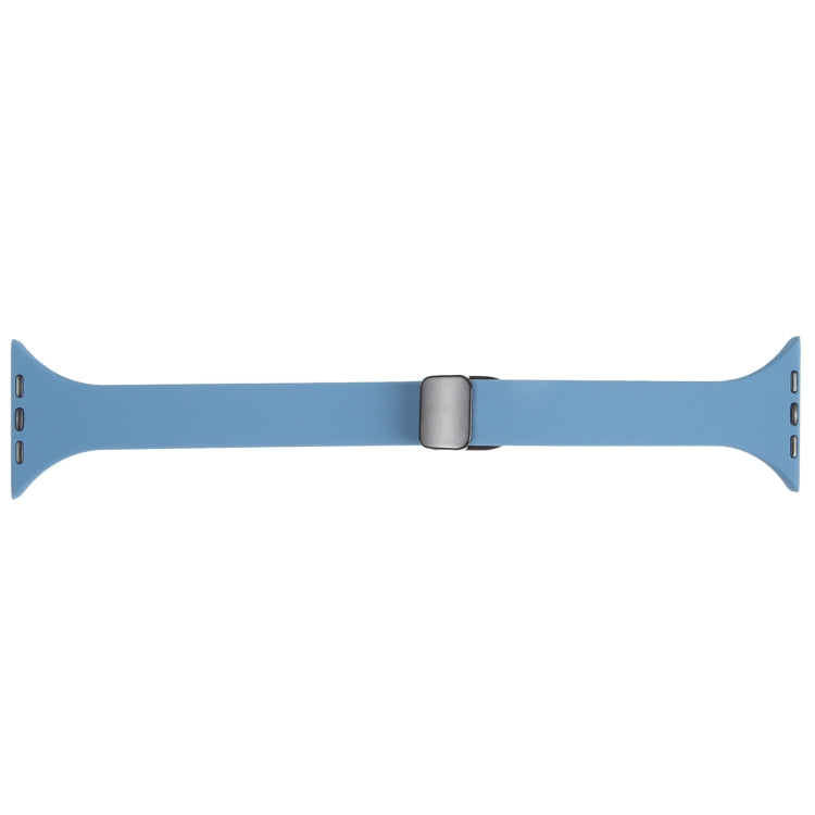 For Apple Watch SE 2022 44mm Magnetic Buckle Slim Silicone Watch Band(Blue) - Watch Bands by PMC Jewellery | Online Shopping South Africa | PMC Jewellery