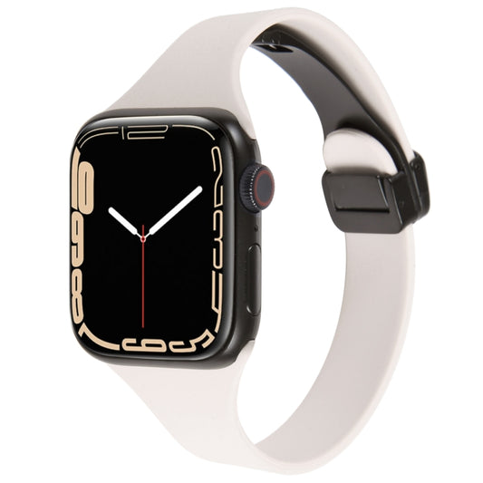 For Apple Watch SE 2022 44mm Magnetic Buckle Slim Silicone Watch Band(Starlight) - Watch Bands by PMC Jewellery | Online Shopping South Africa | PMC Jewellery