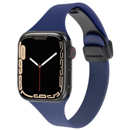 For Apple Watch 7 41mm Magnetic Buckle Slim Silicone Watch Band(Midnight Blue) - Watch Bands by PMC Jewellery | Online Shopping South Africa | PMC Jewellery