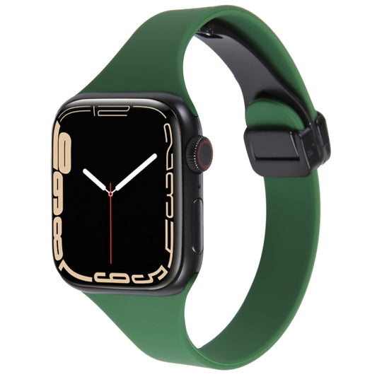 For Apple Watch 7 41mm Magnetic Buckle Slim Silicone Watch Band(Alfalfa Grass) - Watch Bands by PMC Jewellery | Online Shopping South Africa | PMC Jewellery