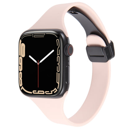 For Apple Watch 7 45mm Magnetic Buckle Slim Silicone Watch Band(Pink) - Watch Bands by PMC Jewellery | Online Shopping South Africa | PMC Jewellery