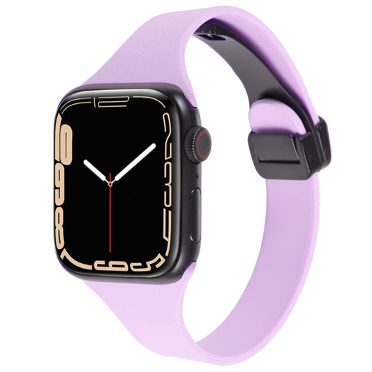 For Apple Watch 7 45mm Magnetic Buckle Slim Silicone Watch Band(Lavender) - Watch Bands by PMC Jewellery | Online Shopping South Africa | PMC Jewellery