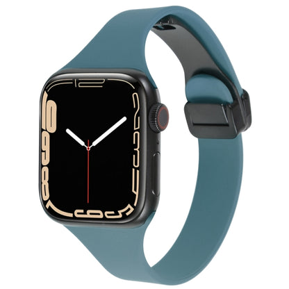 For Apple Watch SE 40mm Magnetic Buckle Slim Silicone Watch Band(Light Green) - Watch Bands by PMC Jewellery | Online Shopping South Africa | PMC Jewellery