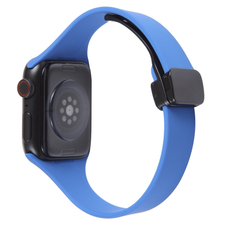 For Apple Watch SE 44mm Magnetic Buckle Slim Silicone Watch Band(Royal Blue) - Watch Bands by PMC Jewellery | Online Shopping South Africa | PMC Jewellery