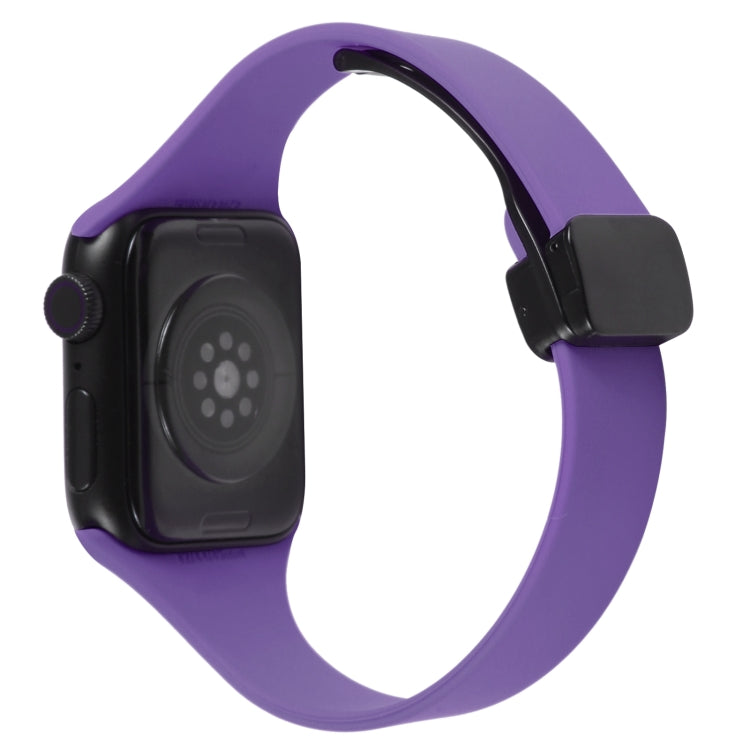 For Apple Watch 6 44mm Magnetic Buckle Slim Silicone Watch Band(Dark Purple) - Watch Bands by PMC Jewellery | Online Shopping South Africa | PMC Jewellery