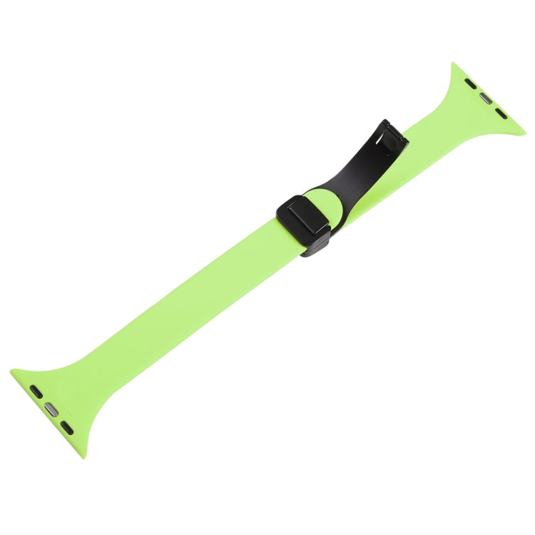 For Apple Watch 6 44mm Magnetic Buckle Slim Silicone Watch Band(Green) - Watch Bands by PMC Jewellery | Online Shopping South Africa | PMC Jewellery