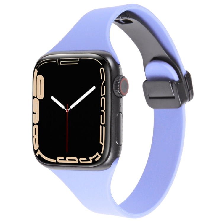 For Apple Watch 6 44mm Magnetic Buckle Slim Silicone Watch Band(Light Purple) - Watch Bands by PMC Jewellery | Online Shopping South Africa | PMC Jewellery